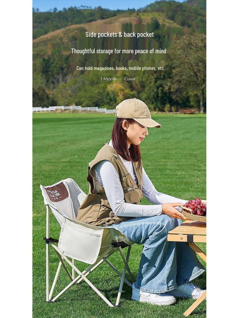 Portable Folding Moon Chair: Lightweight Outdoor Camping Chair with Backrest