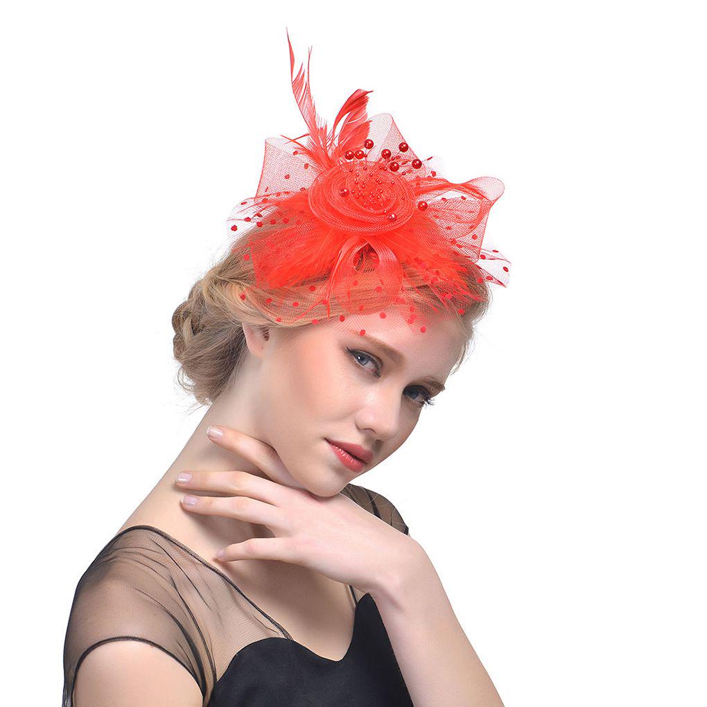 Buy Womens Girls Bride Feather Mesh Net 