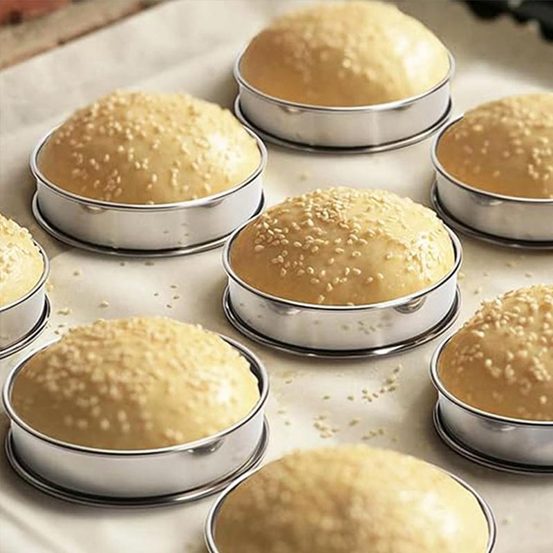 6 Pieces Muffin Tart Rings Double Rolled Tart Ring Stainless Steel Muffin Rings Metal Round Ring Mold for Food Making Bake Ware