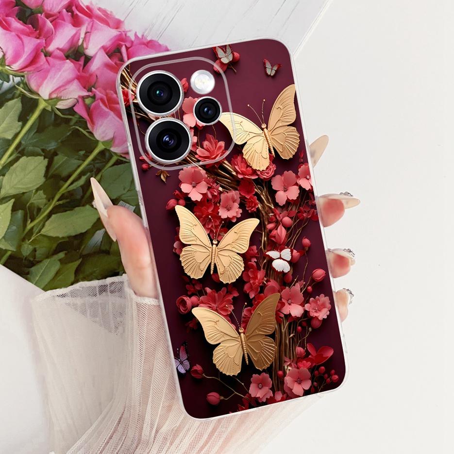 For Oppo Reno 15 FS Case Reno15 F 5G CPH2801 Luxury Butterfly Painted Cover Soft Slim Phone Case For Oppo Reno15 Pro Fundas Bags