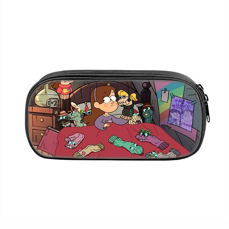 Gravity Falls Cartoon Pencil Case Large Capacity Nylon School Supply Organizer For Students