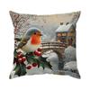 Short Plush Material Pillowcasehome Decor Christmas Scenes: Santa, Deer, Bird, Snowman Pattern Cushion Cover Suitable For Sofa B