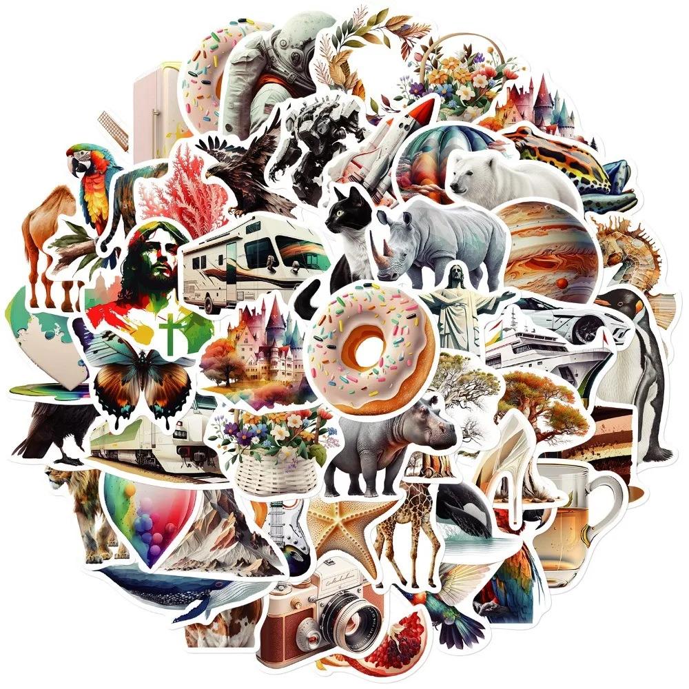 50-Piece Set No Duplicates: Elegant Vintage Minimalist Illustration Stickers - Decor for Notebooks, Luggage, Water Bottles