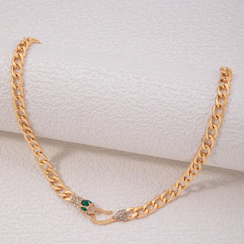 European and American Serpentine Metal Chain Necklace Collarbone Chain Ins Hip Hop Cool Jewelry