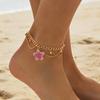 Adjustable Flower Pendant Anklet Gold Beach Jewelry Simple Oil-Dripped Foot Chain  Summer