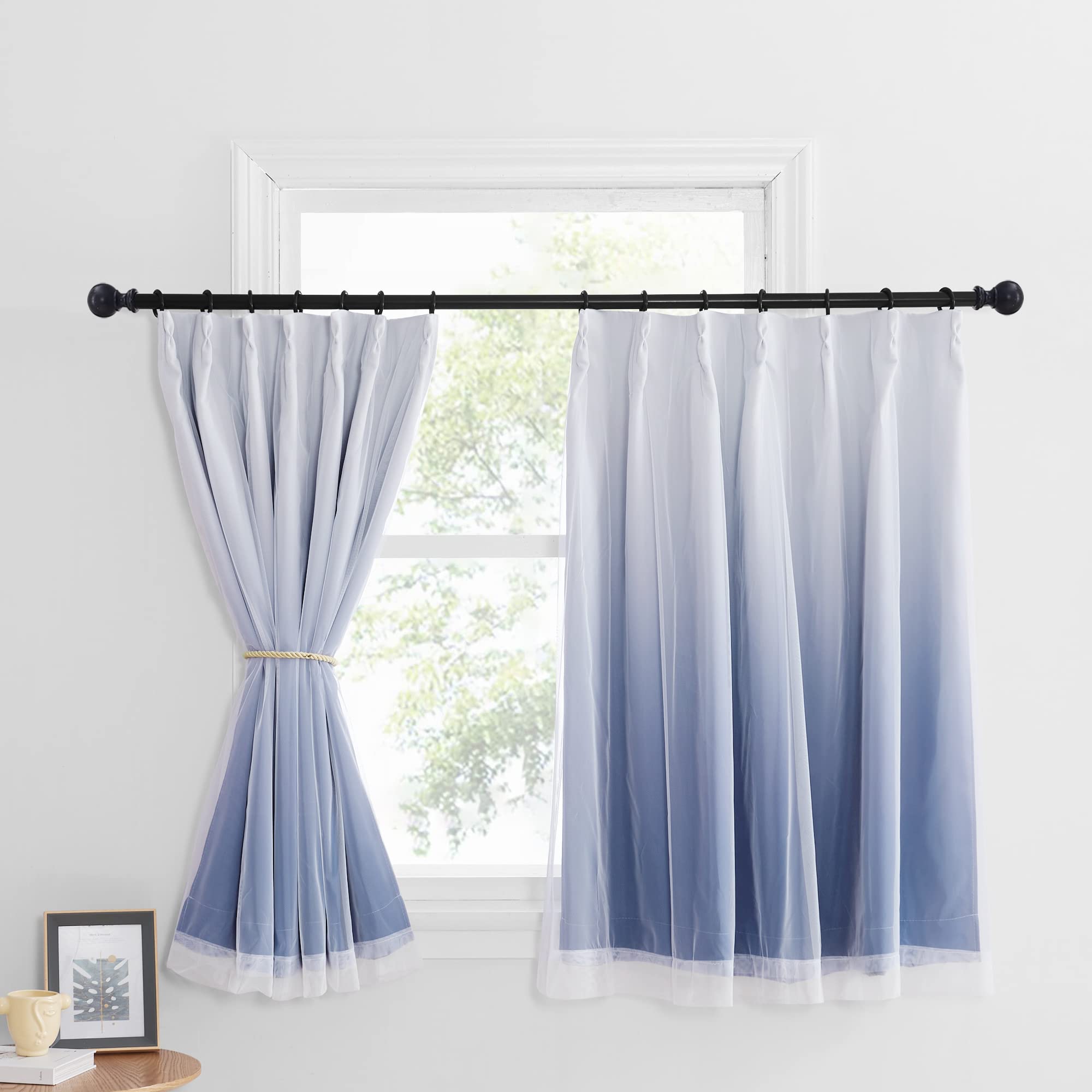 

NICETOWN Градиентная драпировка Двойная ширина принцессы Длина Набор из 2 штор, Разделители, Слой, Стильный, Романтичный, Плотный, Стиль, Ветрозащитный, Теплый, Спальня,