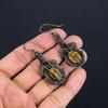 Tigerauge 999 Kupferdraht umwickelte Ohrringe, Handgefertigte Edelstein-Ohrringe, Geschenk für Mama Antikschmuck