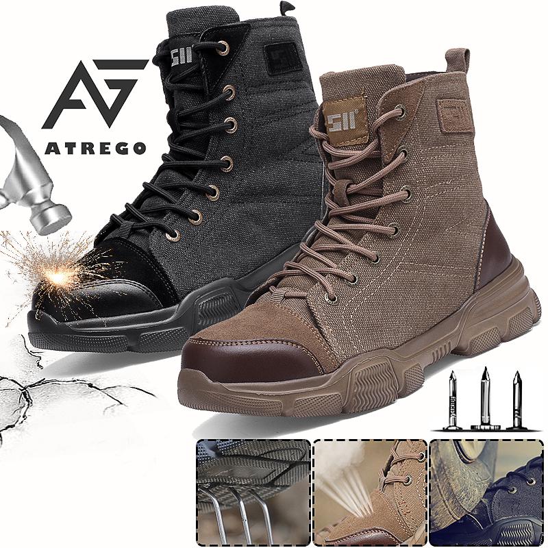 Buy AtreGo Men's Site Boots Steel Toe Military Boots Anti Puncture