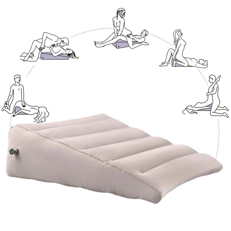 Large Sex Pillow Position Cushion Sex Toys Inflatable Ramp Furniture for Couples Triangle Positioning Deeper Support Wedge Grey