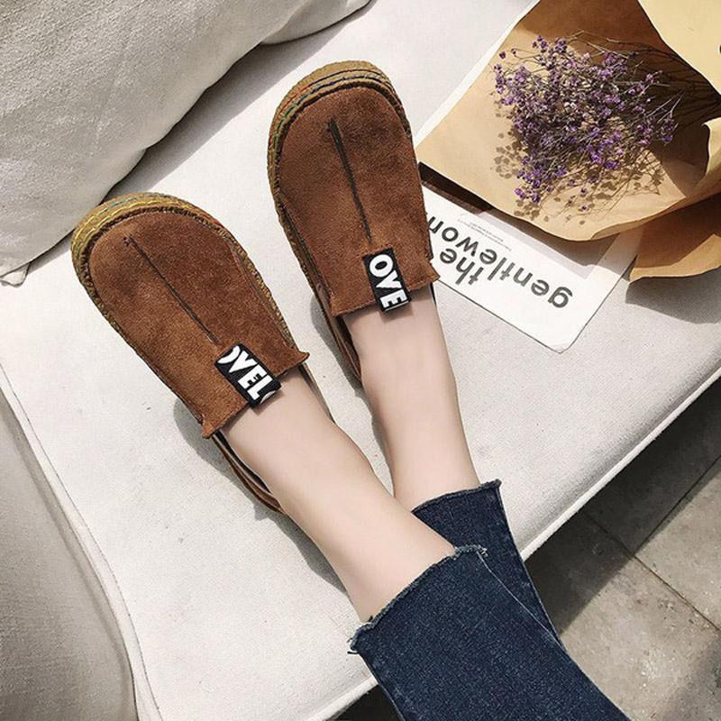Elegant Women Round Toe Casual Pattern Flats With Wide Shallow Tendon Sole