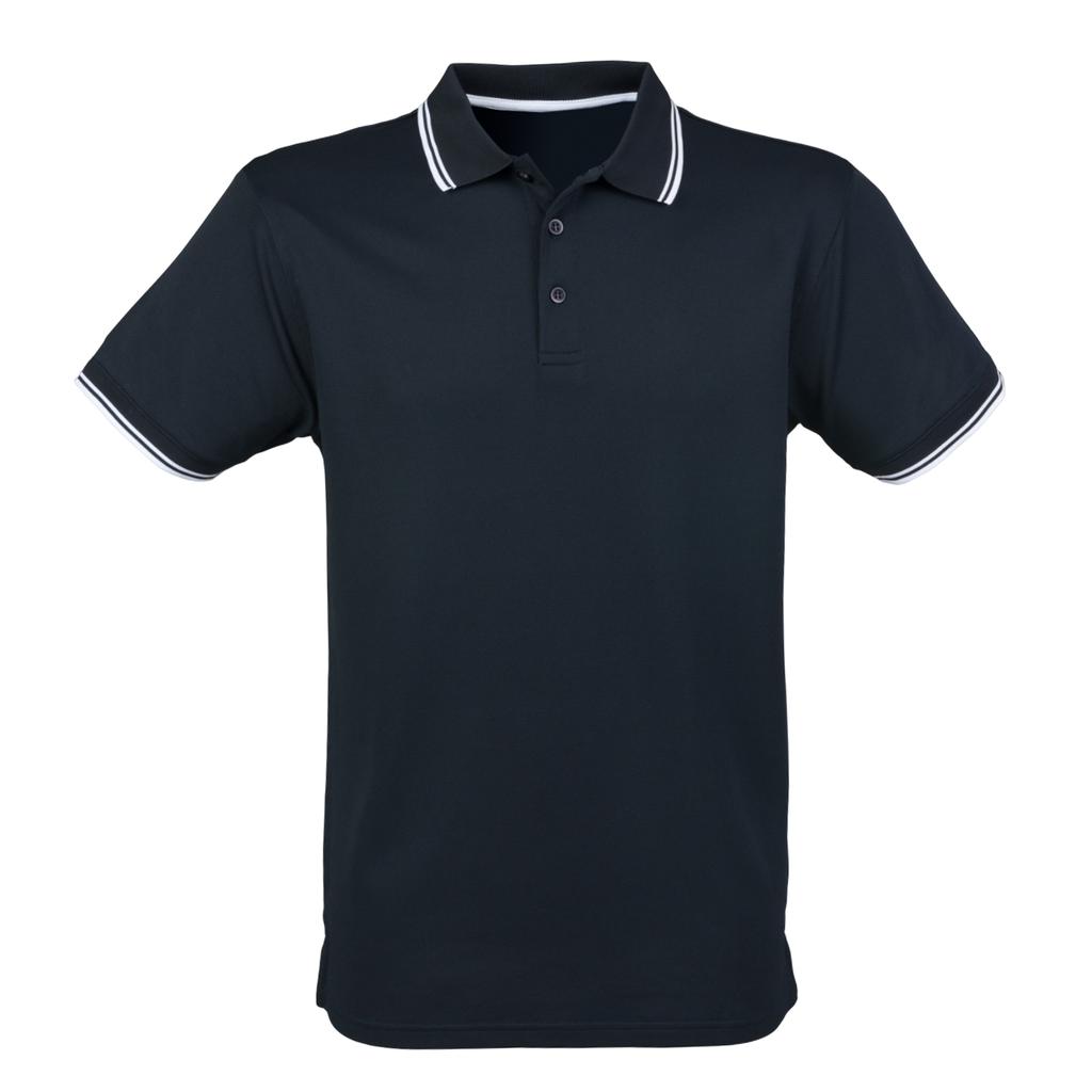 Henbury Mens CoolPlus Tipped Short-Sleeved Polo Shirt