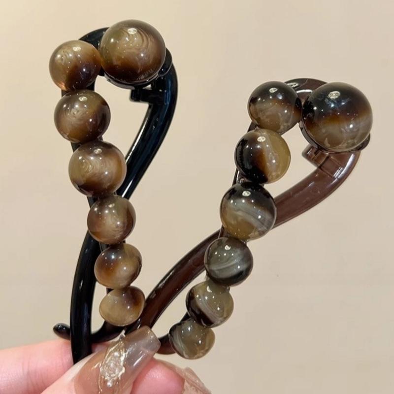 2024 Retro Gradient Twist Bead Hair Clip - Elegant Women's Updo Accessory