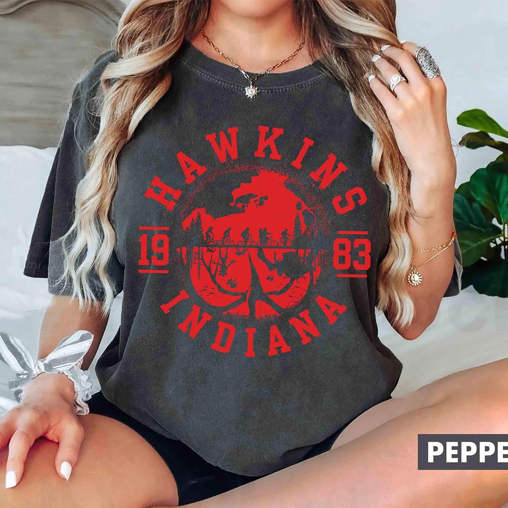 Hawkins 1983 Indiana Shirt Upside Down Shirt Movie Lover Shirt Movie Fan Gift Womens Fashionable Casual And Comfortable TShirt