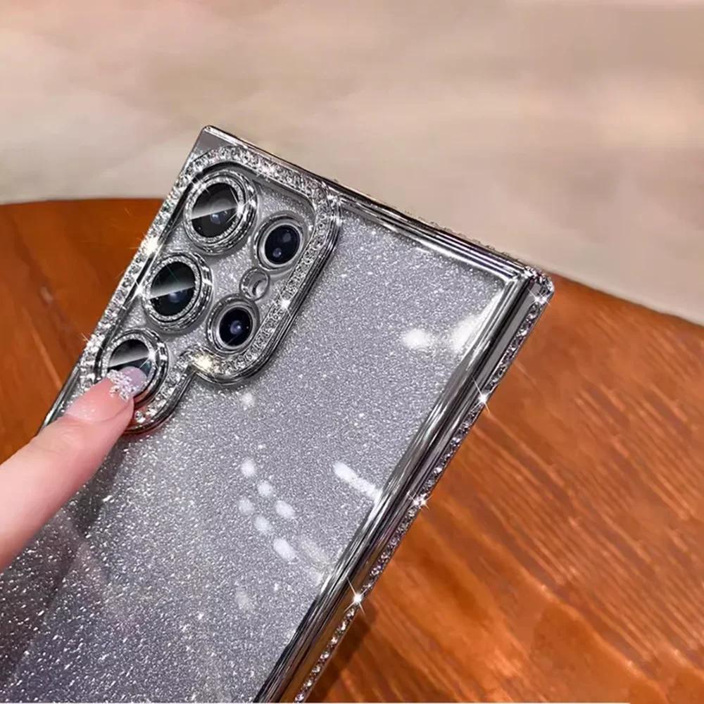 Luxury Glitter Rhinestone Case For Samsung Galaxy S26 S25 S24 S23 S22 Ultra Plus Bling Crystal Clear Plating Shockproof Cover