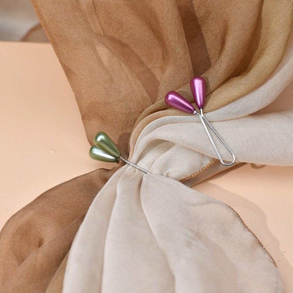 Pearl Teardrop Shape Head Scarf Fixing Clip Multifunctional U-shaped Clips Gifts Scarf Buckle