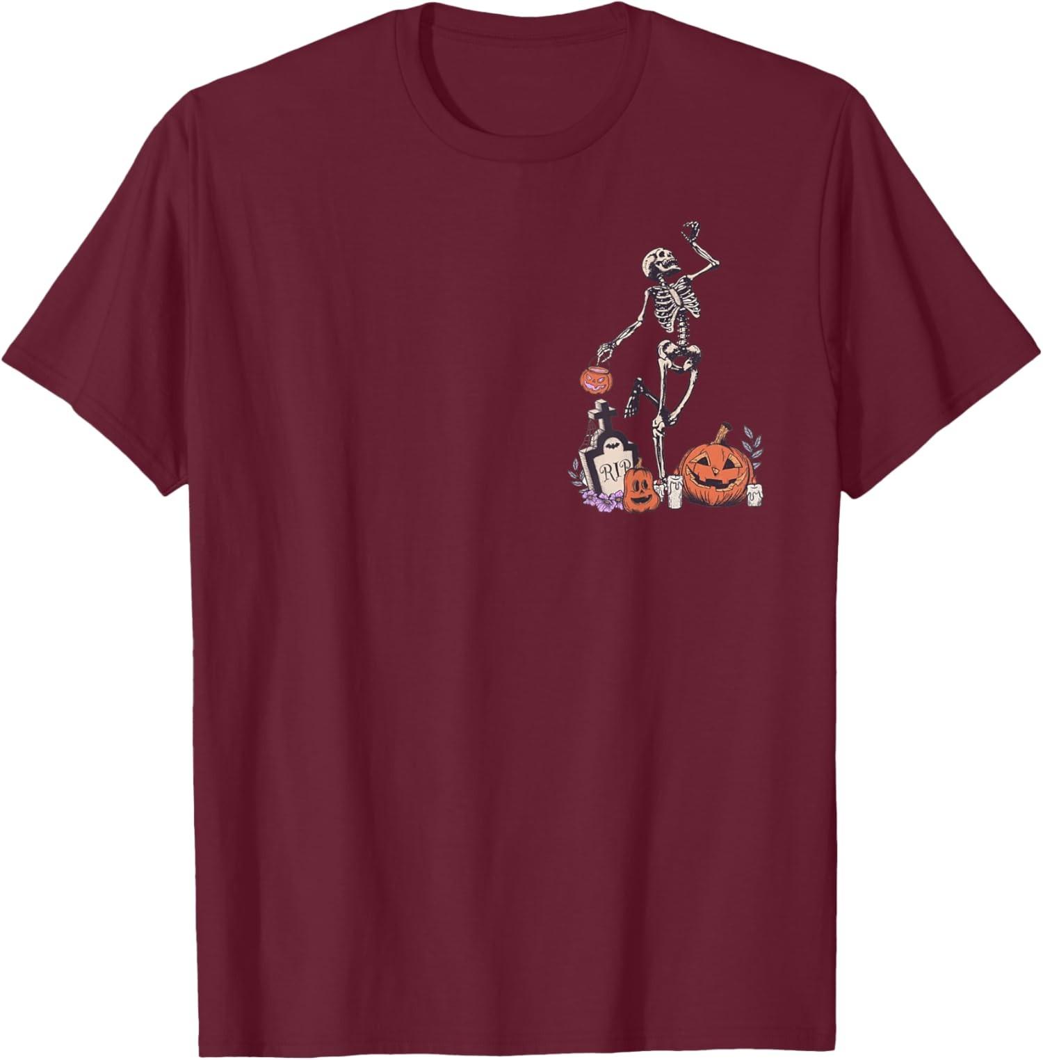 Spooky Season Skeleton Dancing Pumpkin Halloween Cute Unisex T-Shirt S
