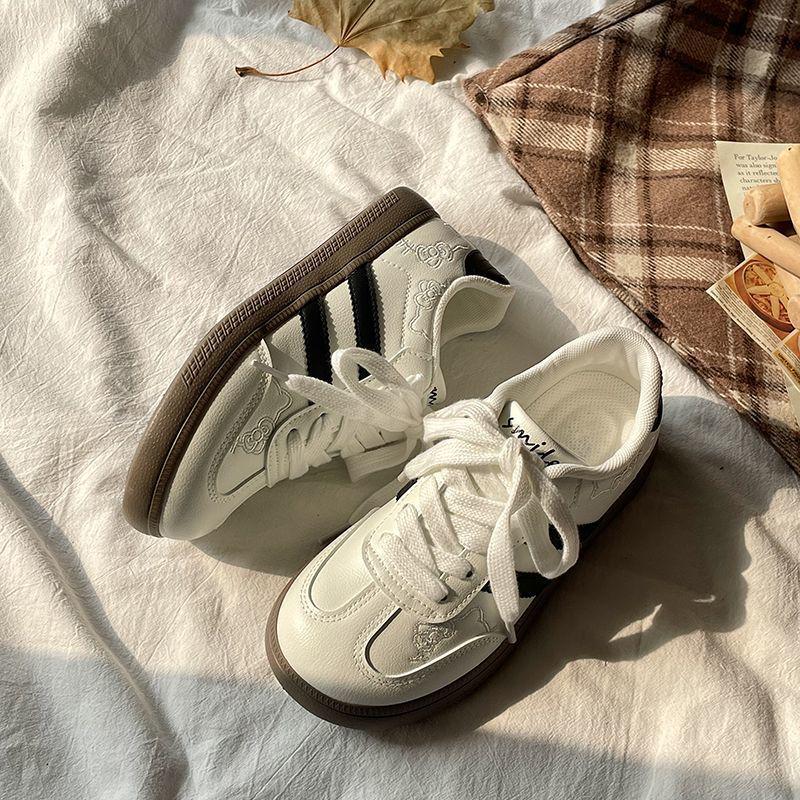 Spring 2025 Retro German Kitten Design Women's Casual Training Shoes – Campus Style Little White Sneakers
