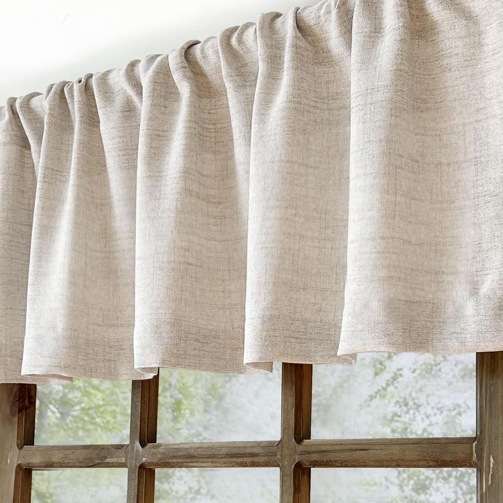 1 Confezione Tenda a Pattina in Lino per Finestre Cucina Soggiorno Tende Tasca per Asta Stile Rustico Country Bagno Trattamento per Finestre Piccole