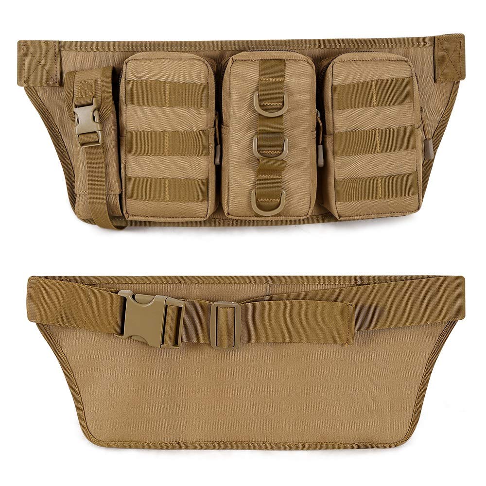 PHOENIX IKKI Small Item Storage Camouflage Utility Outdoor Tactical Military Crossbody Waist Bag Waist Pouch Work Belt Tactical Belt Brown