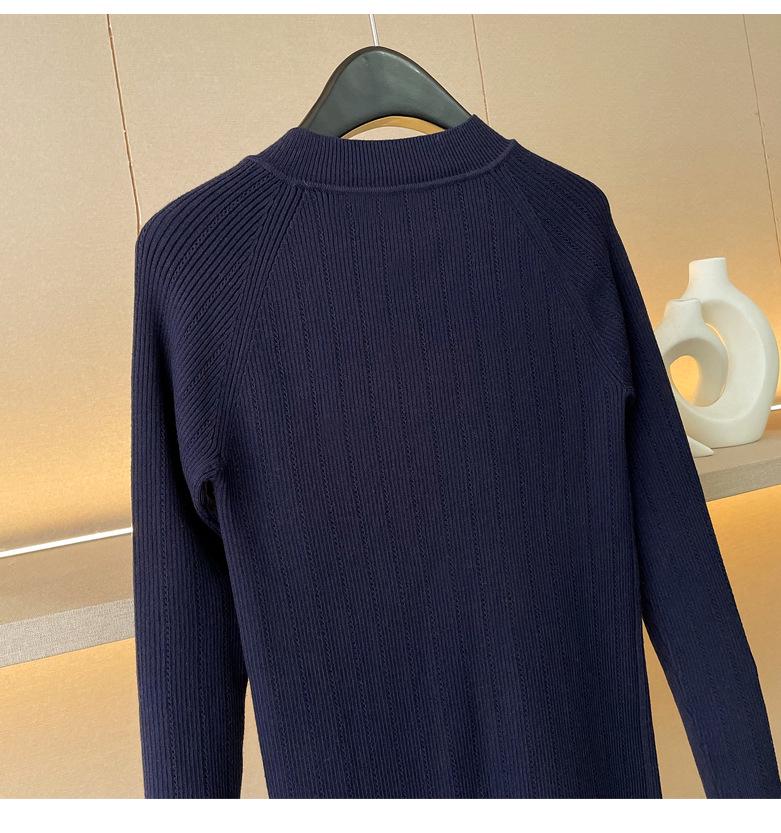 Women's Royal Blue Long-Sleeve Bodycon Wool Knit Dress for Autumn/Winter