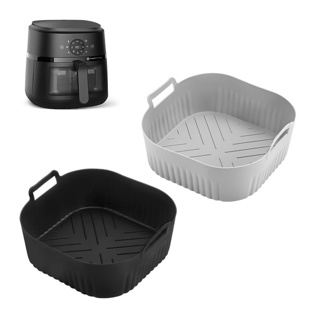 2 Piezas/juego Revestimiento de Silicona para Freidora de Aire Reutilizable Accesorios Circulares para Freidora de Aire para NA229 220 Cesta Accesorios de Cocina