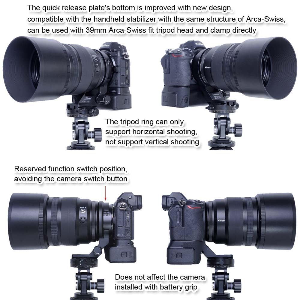 iShoot Camera Tripod Mount Tripod Mount Lens Support Lens Bracket Tripod Compatible with Nikon Nikkor Z MC 105mm VR Z 85mm S Z 135mm S Tripod Ball