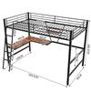 Strong Carrying Capacity Children Bed with L-shaped Bookshelf Ladder Metal Frame Loft Bed Home
