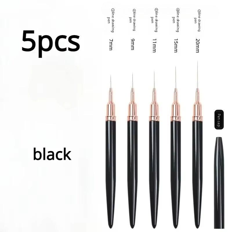 5pcs Dual Single End Nails Brushes Nail Art Liner Pen Brushes Design Professional Manicure Tools for Striping Drawing Painting