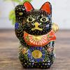 Waza no Kura Ceramic Maneki-neko Figurine, Kutani Ware, Right Handed, Black, Feng Shui, Good Luck, Interior, Japanese Style, Small Item