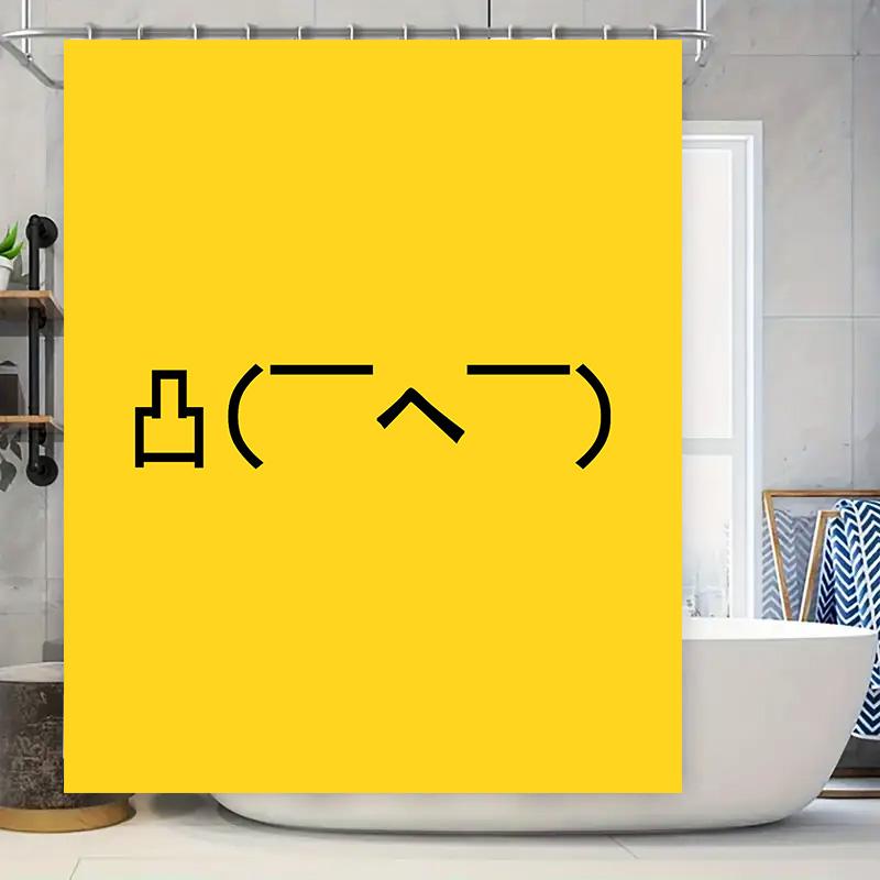 

Modern Bath Mat Design Trendy Yellow Shower Curtain With Eye-Catching Cartoon Print For Bathroom Decorations Waterproof Durable W60H190(CM)-1 Pcs