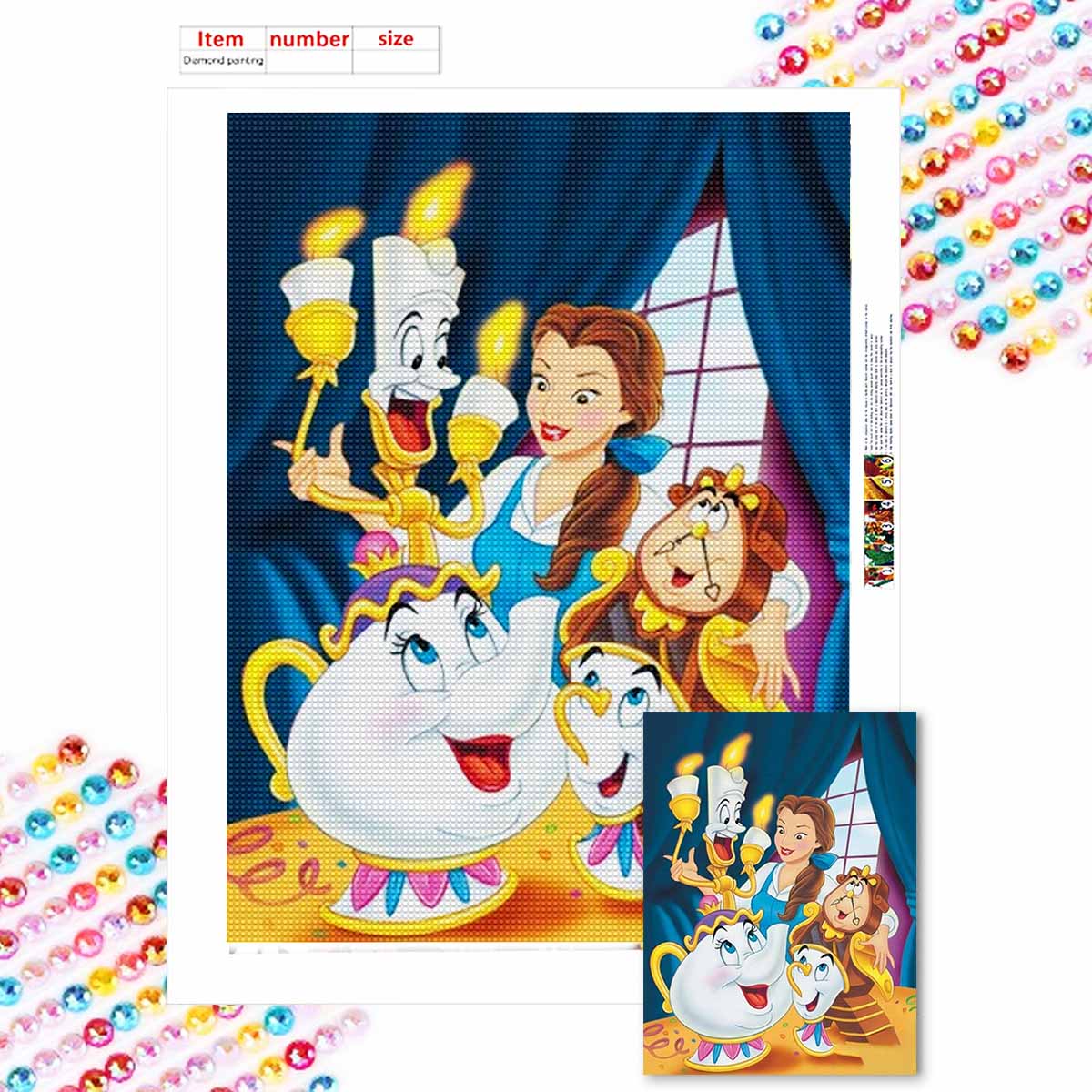 

Алмазная живопись своими руками Чайник и принцесса Набор для вышивания крестом Мозаичное искусство Алмазная живопись Полный круглый алмаз Украшение для дома Round 20x30cm