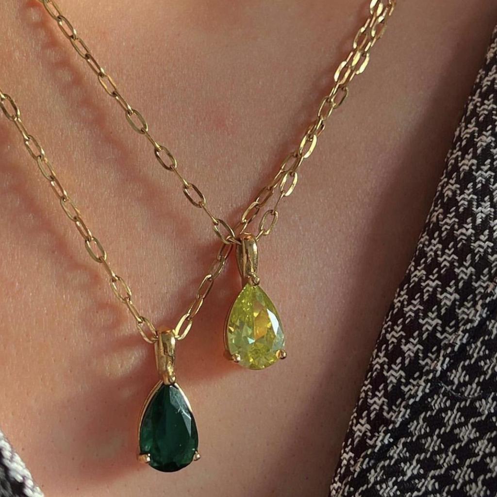 18k Gold-Plated Retro Zircon Birthstone Necklace