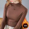Women Mock Neck Modal Long Sleeve Tee Fleece Lined Thick Warm Base Layer Top