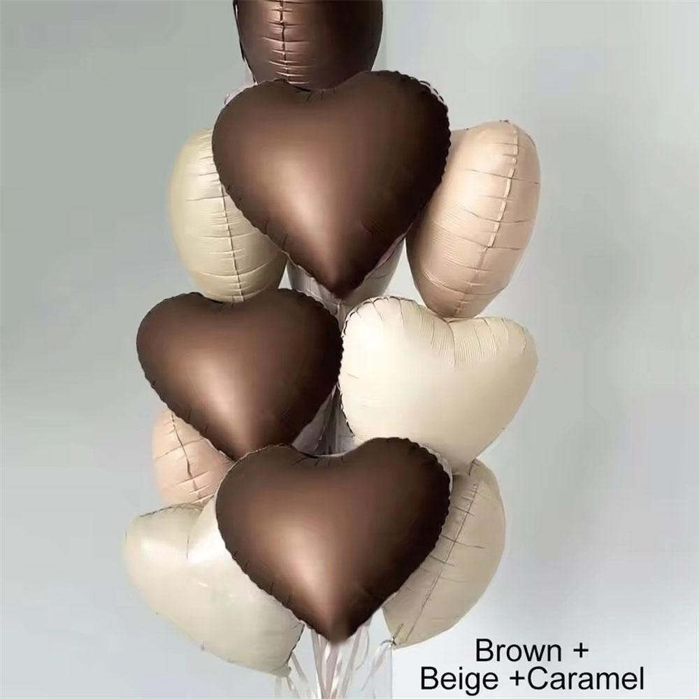 10pcs Cream Heart Foil Balloons Boho Matt Pink Blue Caramel Brown Beige Heart Balloons for Baby Shower Wedding Birthday Decor