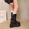 Temperament but knee Martin boots women's autumn and winter new long boots thick sole heightened pleated design knight boots