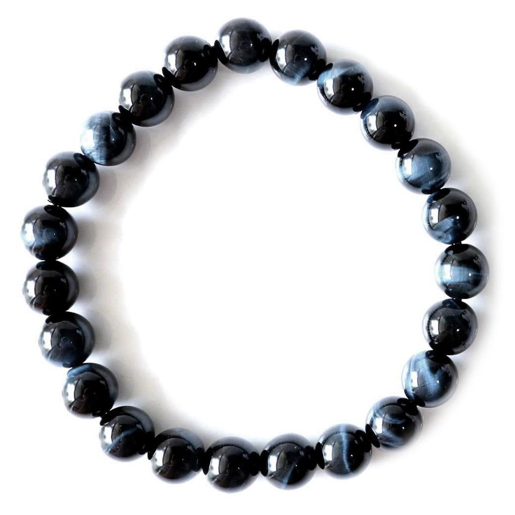 Blue Tiger Eye Bracelet 8mm Eye Blue Tiger Eye Power Stone Inner Circumference 19cm [GOLD STONE] Cat's Approx.