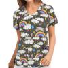 Women's T-shirt V-neck Nurse Uniform Casual and Comfortable Short Sleeved Women's Dreamy Printed T-shirt