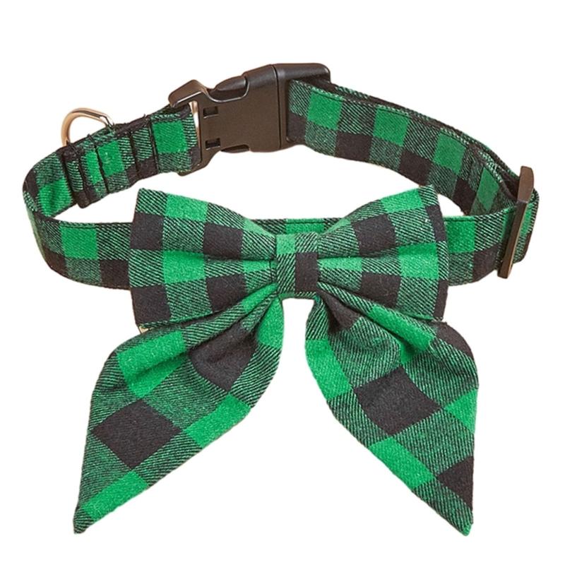 Adjustable Cat Collar Christmas Theme Dog Bowtie Collar Festive Pet Breakaway Neck Collar Pet Bowtie Festival Supplies S
