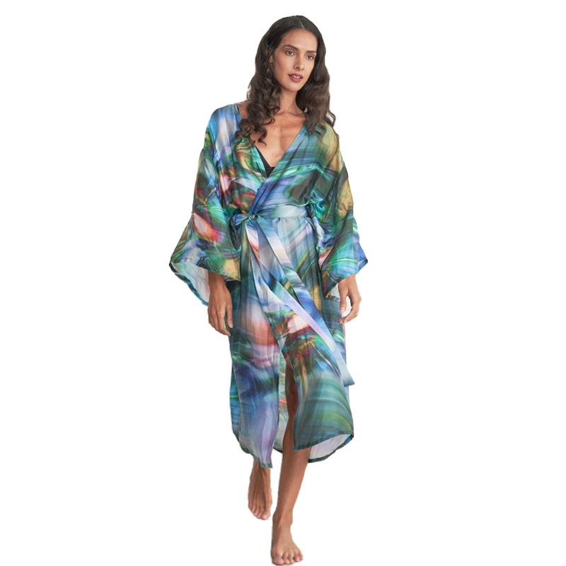 Rychleschnoucí bohémské tištěné zakrývací mikiny Sexy letní plážové šaty Dámské plážové oblečení Plavky zahalovací