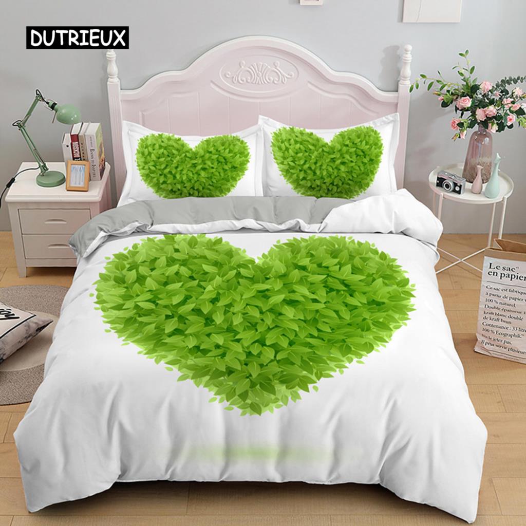 3D Love Heart Duvet Cover Microfiber Luxury Romantic Theme Bedding Set King Queen For Couple Valentine's Day Gifts Bedroom Decor