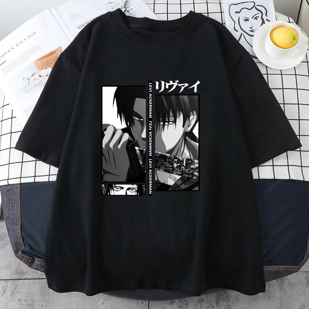 Levi Ackerman Cool Graphic Printed T-Shirt Men's and Women's Loose Anime Harajuku T-Shirt Tops Vintage T Shirt Oversized T Shirt
