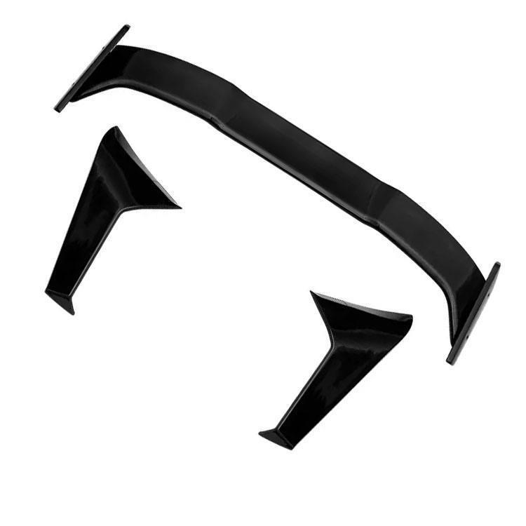 Compatible with Golf 8 MK8: Oettinger Rear Spoiler Winglets, Side Skirts, Rear Diffuser in Glossy Black Carbon Fiber Pattern Side Wing Glossy Black