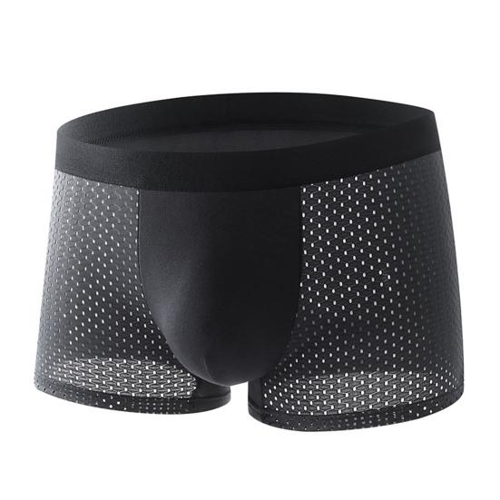 1/4 ks Pánské boxerky s vypouklým pouzdrem Tenké bezešvé duté síťované spodní prádlo se středním pasem a vysokou elasticitou v jednobarevném provedení odvádějící vlhkost Denní sportovní spodní prádlo