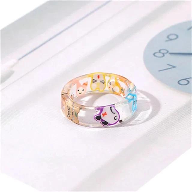 Brelocuri din rășină Inel pentru copii mici Inel cerc imprimat cu fluturi colorați Bijuterii pentru petrecere de nuntă pentru femei Anillos Cadou pentru prieteni