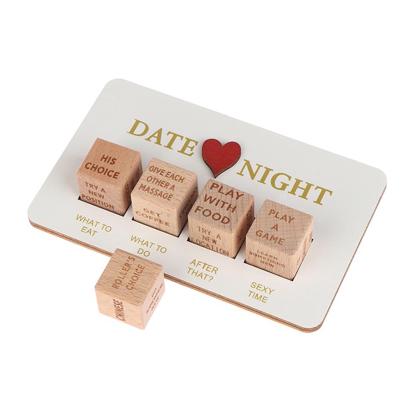 Date Night Dice, Take Out Dice For Couples, Portable Couple Wooden Dice Kit For Adults Women Men Husband Girlfriend Boyfriend Ch
