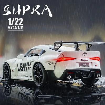 1:22 Toyota Supra Rennwagen Modell Legierung Diecasts Spielzeug Metallfahrzeuge Spielzeugauto Modell Hohe Simulation Sound Licht Kinderspielzeug