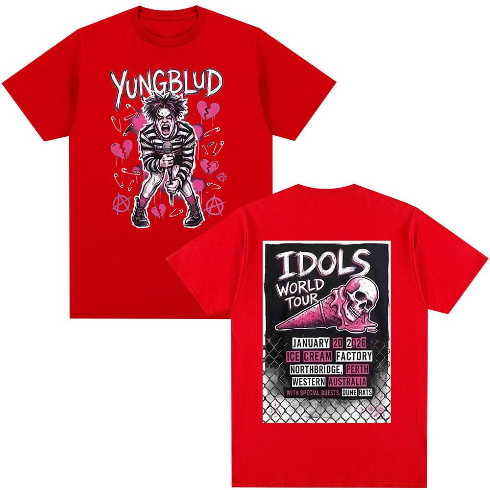 Singer Yungblud IDOLS World Tour Tshirts Unisexs Clothing Fashion Short Sleeves Tshirt Cotton Summer Oversized T Shirt Tops