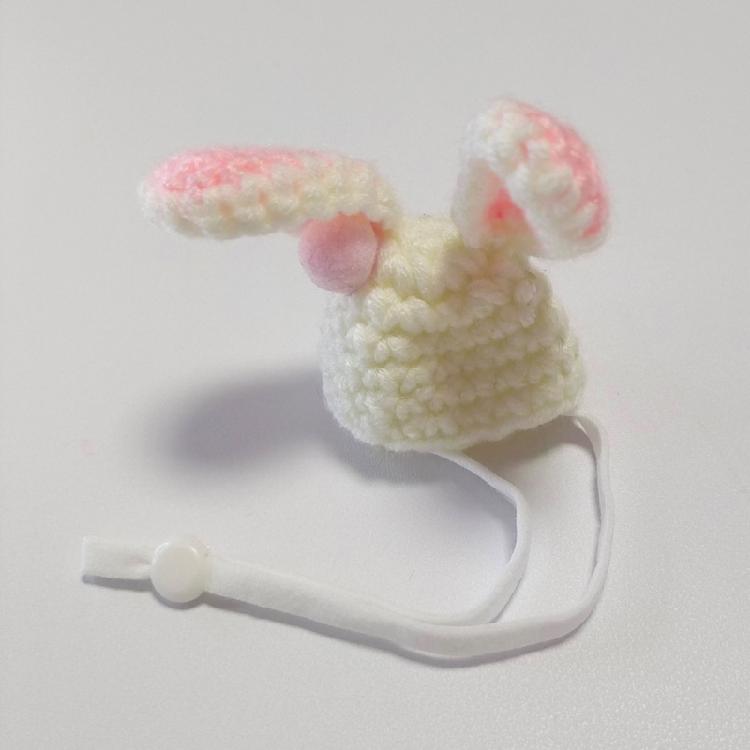 Pet Rabbit Ears Hat Photo Props for Hamster Handwoven Cap Rainbow Carrot