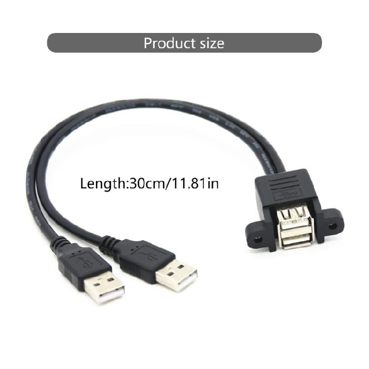 USB 2.0 A Male to Female Cable With Panel Mount Ear For Enhances Stability