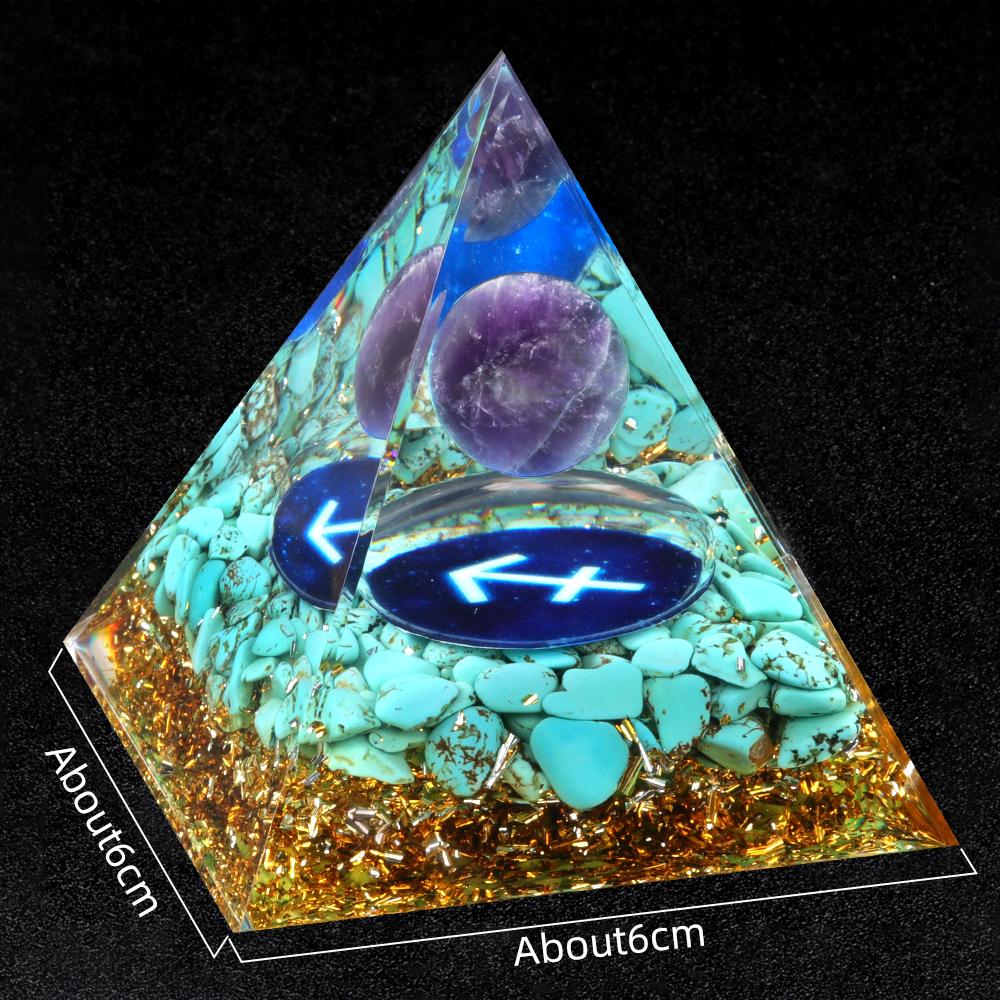 Crystal Devil's Eye Pyramid Natural Crushed Stone Lapis Lazuli Dropping Resin Home and Office Desktop Decoration Crafts 6x6cm